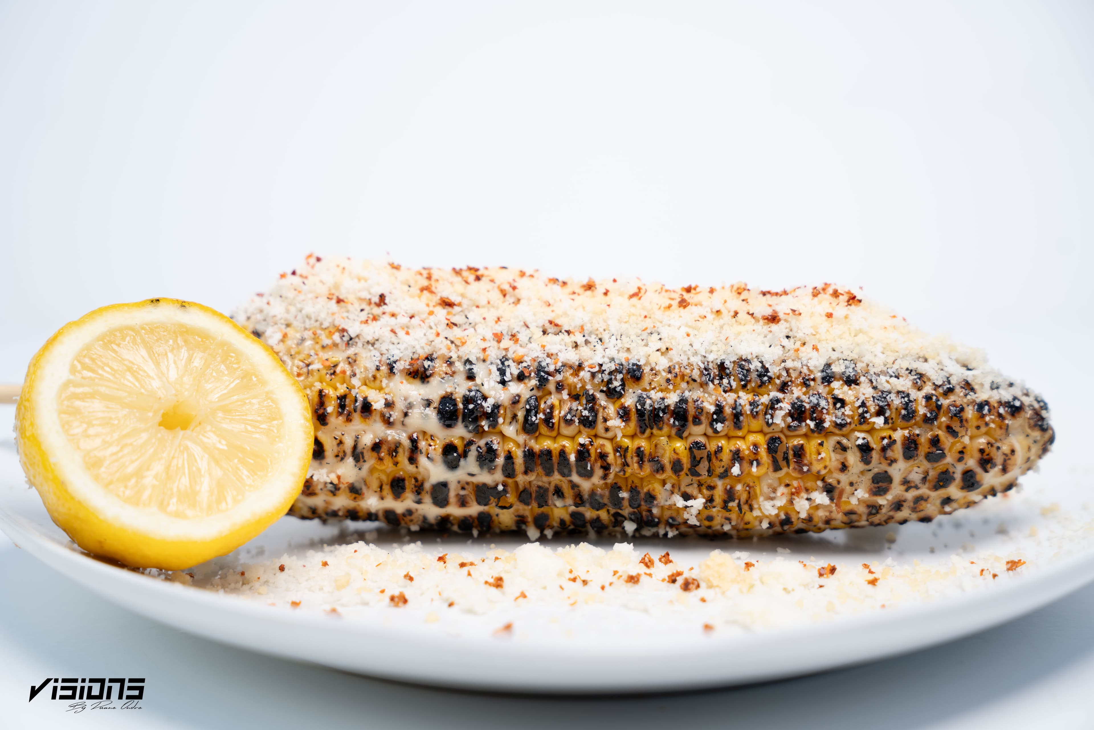 Charred Catrinas Food Truck street corn served with lemon